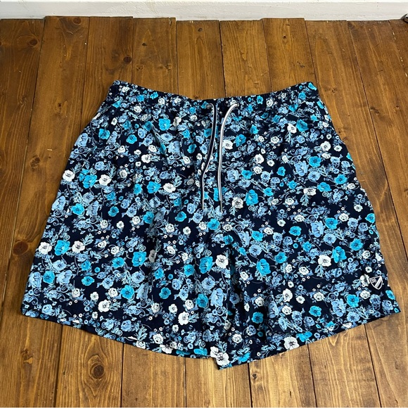 MEN'S SONOMA RED/BLUE FLORAL SWIMMING TRUNKS SIZE L